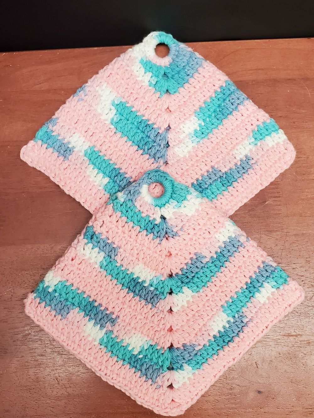 Handmade Granny Core Double Crochet Cotton Potholders Hot Pads Trivet